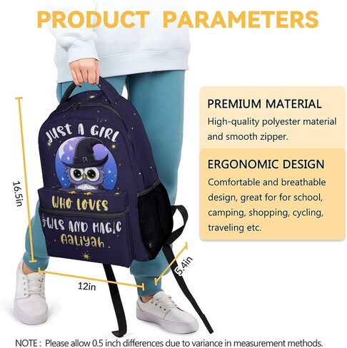 Owl School Backpack for Girls - 16 Inch Yellow Backpacks for Kids 6-12 Years - Durable Cartoon Bookbag for Travel in Saudi Arabia