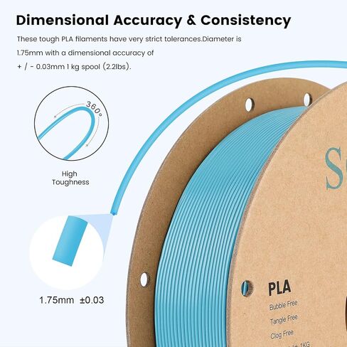 Sovol PLA Filament Silk Tri Color Co-Extrusion 1.75 مم، خيوط طابعة ثلاثية الأبعاد 1 كجم / 2.2 رطل، حرير لامع وردي أزرق أصفر 3 في 1 مادة PLA +/-0.03 مم in Kuwait