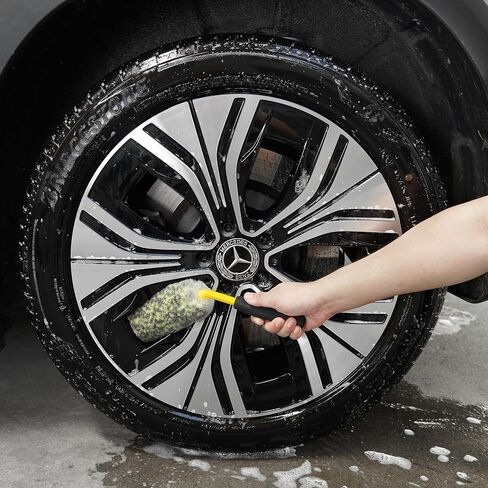 Car Wheel Tire Rim Woolies Brush Kit for Car Detailing Cleaning, Ultimate Car Wheel Wash Soft Auto Multifunctional Brushes Tools 3PCS(Yellow) in Saudi Arabia