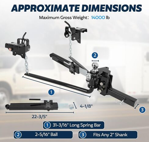 Weight Distribution Hitch, Anti Sway Hitch for Travel Trailer Camper, Max Towing 12000lbs, 2-Inch Shank, 2-5/16-Inch Ball in Saudi Arabia