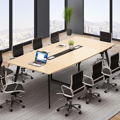 DWVO 6FT Conference Table, 70.8" Boat Shaped Meeting Table with Power Outlets & Rectangle Grommet, Modern Seminar Table for Office Conference Room, Boardroom Desk in Saudi Arabia