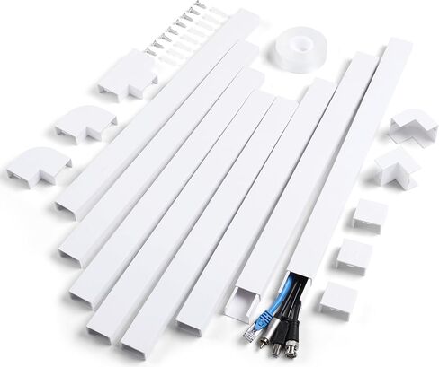 Cord Hider Wall for 1-4 Cords, 45in(3X L15in) Cable Management Kit, Cord Organizer Wall, TV Cable Hider Wire Hider for Wall Hide Cords Wall Mounted TV, Cable Raceway White W1.2in H0.7in Large in Saudi Arabia