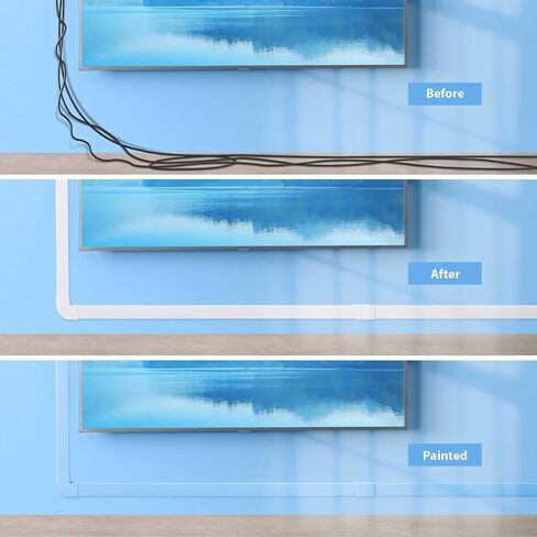 Cord Hider Wall for 1-4 Cords, 45in(3X L15in) Cable Management Kit, Cord Organizer Wall, TV Cable Hider Wire Hider for Wall Hide Cords Wall Mounted TV, Cable Raceway White W1.2in H0.7in Large in Saudi Arabia