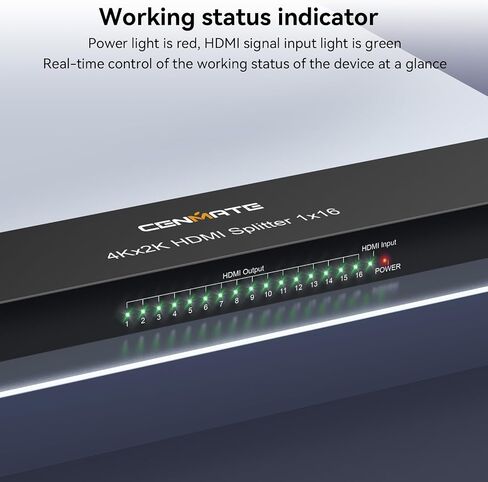 CENMATE HDMI Splitter 1 in 16 Out, 16 Port HDMI Splitter Support 4Kx2K@30Hz Duplicate/Mirror, HDM 1.4, EDID, 3D Video Play, 10.2Gbps, HDCP, Deep Color 24bit/36bit in Saudi Arabia