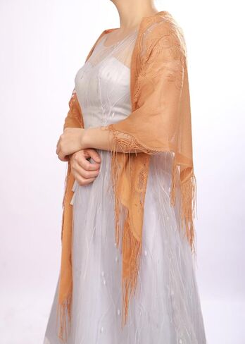 Women Lace Wraps Shawls Tassel Triangle Shawls and Wraps for Party Wedding Evening Dresses in Saudi Arabia