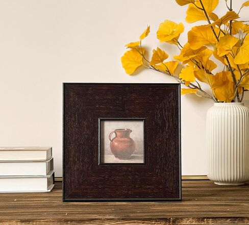 إطار صورة حائط خشبي لبيت المزرعة مقاس 4 × 4، إطارات عائلية مربعة بنية عتيقة مع ملف تعريف مسطح عريض، إطار صور خشبي ريفي متعثر in Kuwait