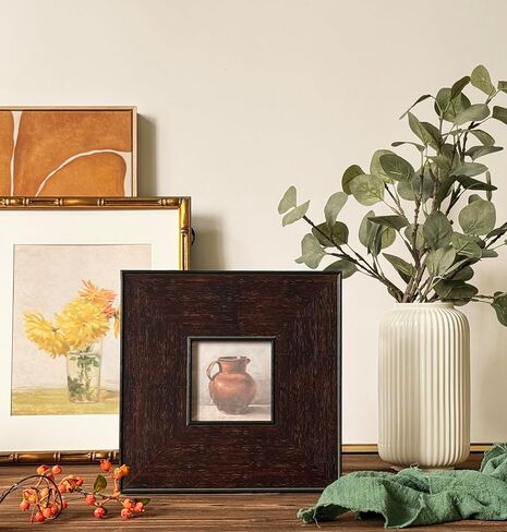 إطار صورة حائط خشبي لبيت المزرعة مقاس 4 × 4، إطارات عائلية مربعة بنية عتيقة مع ملف تعريف مسطح عريض، إطار صور خشبي ريفي متعثر in Kuwait