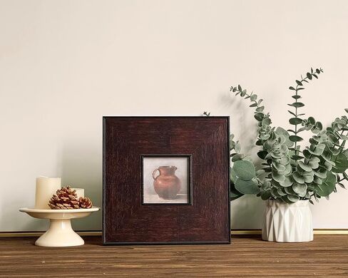 إطار صورة حائط خشبي لبيت المزرعة مقاس 4 × 4، إطارات عائلية مربعة بنية عتيقة مع ملف تعريف مسطح عريض، إطار صور خشبي ريفي متعثر in Kuwait