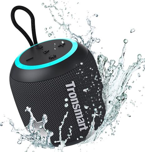Tronsmart T7 Mini Compact Portable Bluetooth Speaker with Lights, Stereo Sound, Bluetooth 5.3, 18H Playtime, Stereo Pairing, Voice Assistant, IPX7 Waterproof Shower Speaker & Outdoor Speakers (Grey) in Kuwait