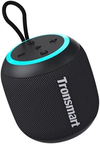 Tronsmart T7 Mini Compact Portable Bluetooth Speaker with Lights, Stereo Sound, Bluetooth 5.3, 18H Playtime, Stereo Pairing, Voice Assistant, IPX7 Waterproof Shower Speaker & Outdoor Speakers (Grey) in Kuwait