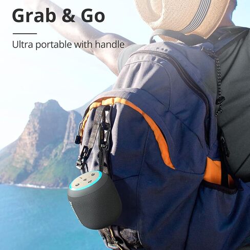 Tronsmart T7 Mini Compact Portable Bluetooth Speaker with Lights, Stereo Sound, Bluetooth 5.3, 18H Playtime, Stereo Pairing, Voice Assistant, IPX7 Waterproof Shower Speaker & Outdoor Speakers (Grey) in Kuwait