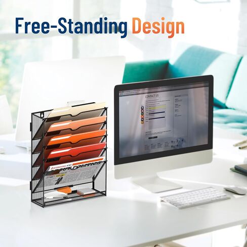 SUPEASY 6-Tier Wall File Organizer Hanging Wall File Holder for Papers, Folders, Files Clipboard & Magazine Organization Great for Office Home, Black in Saudi Arabia