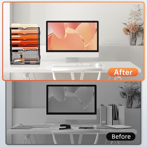 SUPEASY 6-Tier Wall File Organizer Hanging Wall File Holder for Papers, Folders, Files Clipboard & Magazine Organization Great for Office Home, Black in Saudi Arabia