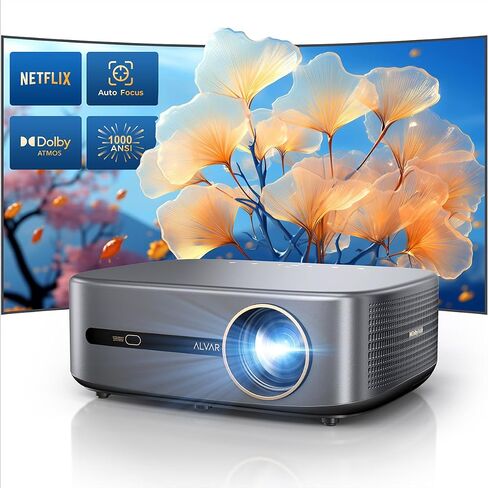 [1000 ANSI & Audio by dbx-tv] Alvar 4K Projector with WiFi and Bluetooth, NetfIix Certified & DoIby Audio, Auto Focus and Auto Keystone Native 1080P Smart Projector with HDR10+, 30W Speakers, Black in Saudi Arabia