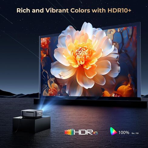 [1000 ANSI & Audio by dbx-tv] Alvar 4K Projector with WiFi and Bluetooth, NetfIix Certified & DoIby Audio, Auto Focus and Auto Keystone Native 1080P Smart Projector with HDR10+, 30W Speakers, Black in Saudi Arabia