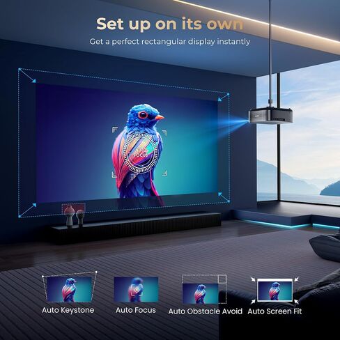 [1000 ANSI & Audio by dbx-tv] Alvar 4K Projector with WiFi and Bluetooth, NetfIix Certified & DoIby Audio, Auto Focus and Auto Keystone Native 1080P Smart Projector with HDR10+, 30W Speakers, Black in Saudi Arabia