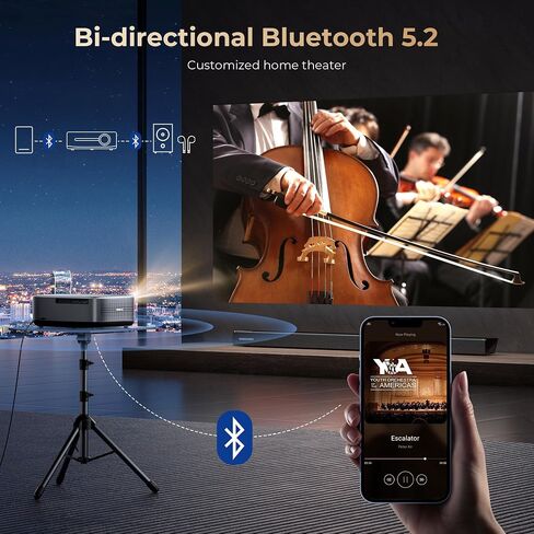 [1000 ANSI & Audio by dbx-tv] Alvar 4K Projector with WiFi and Bluetooth, NetfIix Certified & DoIby Audio, Auto Focus and Auto Keystone Native 1080P Smart Projector with HDR10+, 30W Speakers, Black in Saudi Arabia