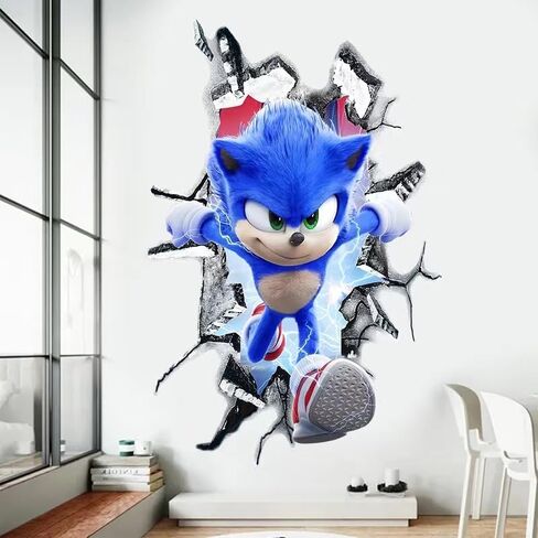 New Broken Hole Wall Decal Game Wall Stickers Kids Cartoon Wall Sticker Living Room Bedroom Decoration Birthday and Holiday Decoration, D01 in Saudi Arabia