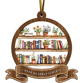 Artsy Woodsy Christmas Just A Girl Who Loves Books Suncatcher زخرفة شجرة الزينة، هدايا لمحبي القراءة مكتبة مكتبة الكتب، عيد الميلاد 2023 زخرفة خمر اكسسوارات السيارات المصنوعة يدويا (01) in Kuwait