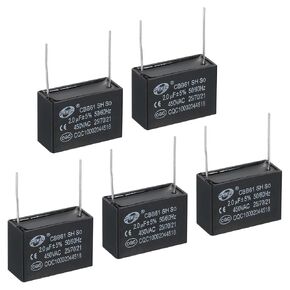 PATIKIL CBB61 Ceiling Fan Capacitor, 5Pcs 1uF 450V AC 50/60HZ with 2Pins 36x12x22mm for Air Conditioner Fan Motor Star Run Capacitors