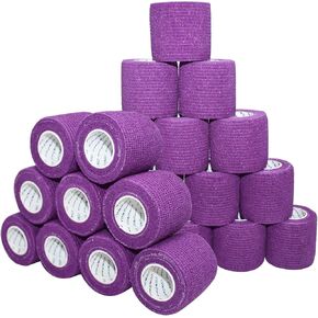 Self Adherent Cohesive Bandage 2"x5 Yards First Aid Bandages Stretch Sport Athletic Wrap Vet Tape for Wrist Ankle Sprain and Swelling,Hot Pink(6 Rolls)