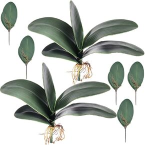 9 Pcs Big Size Artificial Green Phalaenopsis Artificial Orchid Leaves Green Plant Garden Bonsai Décor