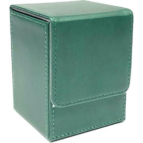 1pc Card Deck Box for MTG Cards, Card Storage Box Fits 100+ Single Sleeved Cards, PU Leather TCG Card Deck Case Holder for Magic Commander Yugioh (Toploading Green Color) in Kuwait