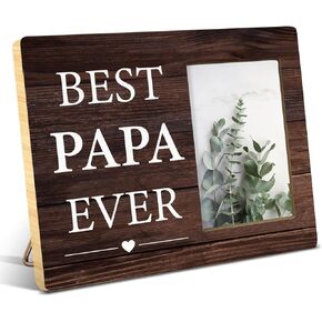 NGAEAK Best Papa Ever Gifts From Granddaughter Grandson, Rustic Papa Wood Picture Frame, Gifts for Grandpa Birthady Christmas Father's Day, Display Photo 4 x 6 Inch