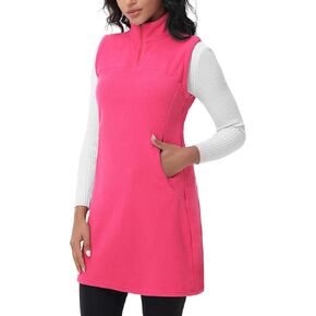 Women's Polar Fleece Dress Zip Pocket Sleeveless Tunic Sweatshirt Dress Quarter Zip Pullover Winter Outfits