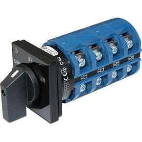 Blue Sea Systems 9093 AC Rotary Switch - OFF + 2 Positions 120/240V AC 65A, Blue, Small