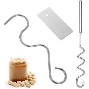 Peanut Butter Stirrer Scraper, Stainless Steel Peanut Butter Mixer Peanut Butter Stirrer Nut Butter Stirring Stirrer Tool for Mixing Various Peanut Butter & Jam