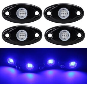 4 Pods Purple LED Rock Lights Underglow Light Kit Waterproof IP68 for Car Truck ATV SUV Offroad Boat Underbody Glow Trail Rig Lamp