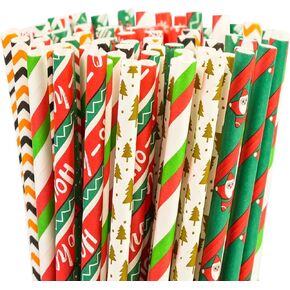 100PCS Halloween Paper Straws,10 Mixed Styles Orange Black White and Wavy Halloween Party Drinking Straws,7.75 inch Biodegradable Bat Pumpkin Skull Spider Design Decorations Supplies