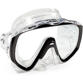 Tilos Titanica, Single Lens Mask for Scuba and Snorkeling (Black Silicone White, Adult)