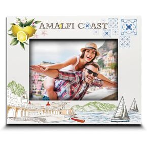 BELLA BUSTA- Amalfi Coast Italy Theme Picture Frame-Adventure, Travel, Wedding, Anniversary Honeymoon, Vacation in Amalfi Coast- UV Print City Symbols Design Set (5x7 VERTICAL)