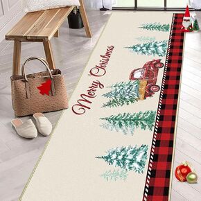 Dintszyayue Christmas Area Rug 3'x5' Non Slip Washable Small Kitchen Area Rug Floor Carpet for Entryway Living Room Bedroom (Red)