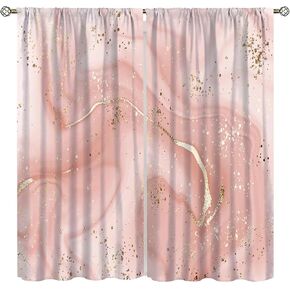 Geometric Marble Curtains, Navy Blue Gold Abstract Geometry Hexagon Pattern Texture Window Treatments for Bedroom Living Room Set 2 Panels,42x45 Inches