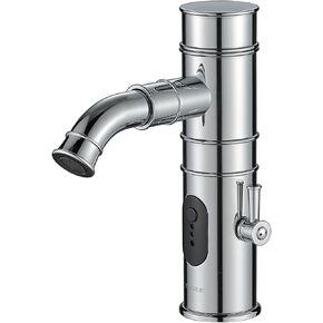 Bathroom Faucet with Auto and Manual Dual Function, Smart Bathroom Sink Faucet with Temperature Control and Flow Control, Touchless Faucet Suitable for Domestic and Public Use, Chrome, TS-5501C