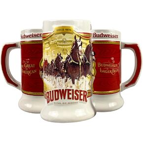 Budweiser 2024 91st Anniversary Limited Edition Collectors SERIES #45 Clydesdale Holiday Stein - Ceramic Beer Mug - Christmas Gift for Men, Father, Husband - Collectable Room Decor for Den, Man Cave