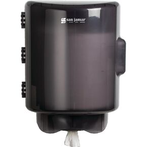 San Jamar Centerpull Towel Dispenser Paper Towel Dispenser with Adjustable Funnel for Bathroom, Kitchens, and Restaurants, Plastic, 13.25 x 10.75 x 10.25 Inches, Black