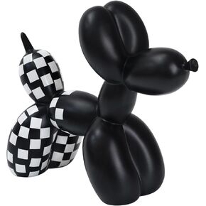 Modern Style Handmade Ceramic Black Big Balloon Dog Cute Animal Figurine Crafts Decorations Art Statue