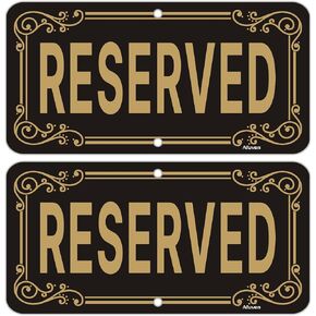 Reserved Signs 12 x 6 Inches Reserved Parking Signs, Rust Free Aluminum Weatherproof, UV Protected, Easy To Install, Outdoor Use, 2 Pack