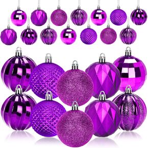JULMELON 24PCS Large Christmas Balls Ornaments,60mm/2.4 in Shatterproof Plastic Decorative Xmas Tree Ornaments, Assorted Christmas Ball Ornaments for Wedding Mothers Day Party Decorations (Pink)
