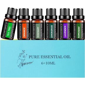 Essential Oils Sets Pure Oils kit- Top 6 Aromatherapy Oils Gift Set-6 Pack, 10ML(Rosemary, Lavender, Lemon Grass, Orange, Peppermint, Tea Tree)-Blue Mini
