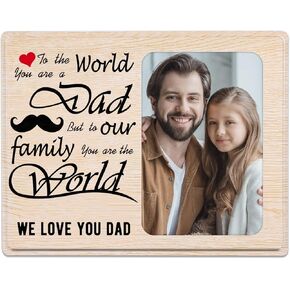 WhatSign Fathers Day Picture Frame - Father's Day Photo Frame 4x6 Wood Best Dad Picture Frame from Daughter Son Happy Fathers Day Frame from Kids