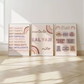 LARKINROAD Kids Wall Decor 3 Posters, Help Build Kid's Confidence with Affirmations, Girl's Wall Decor, Boho Wall Decor for Playroom, Nursery, Bedroom (12x16 unframed)