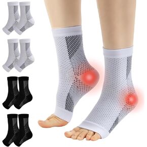 Neuropathy Socks Plantar Fasciitis Socks Ankle Brace Ankle Compression Sleeve for Sprained Ankle Achilles Tendonitis 4 pairs