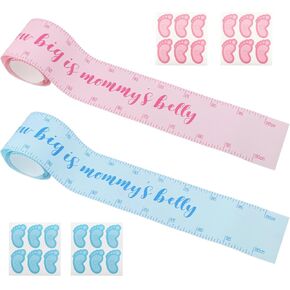 شريط قياس استحمام الطفل بكرتين، لعبة قياس البطن، شريط قياس البطن، شريط قياس البطن، هدايا حفلات استحمام الطفل، لوازم ألعاب شريط القياس (الحجم: 3.94 × 74.8 بوصة) in Kuwait