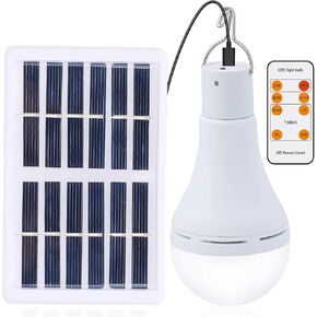 Afoskce Solar Light Bulb Outdoor Rechargeable 300LM Solar Powered Light Led Bulb with Remote Timer, Lighting Sensor, 4 Lighting Mode for Chicken Coops Shed Hiking Camping Hurricane Emergency Lighting in Kuwait