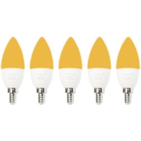 Sleep Light Bulb, Candleabra Size E12, 5 Pack, Blue Light Blocking Amber 1600K Warm Color, Emits Only 0.06% Blue Light for Healthy Sleep. For Sleep, Baby Nursery. 3W LED, Equal to 30W Incandescent.